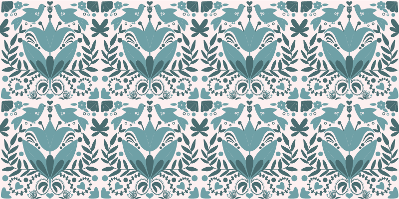 Bloemenvogelpatroon vinyl tapijt modern - TenStickers