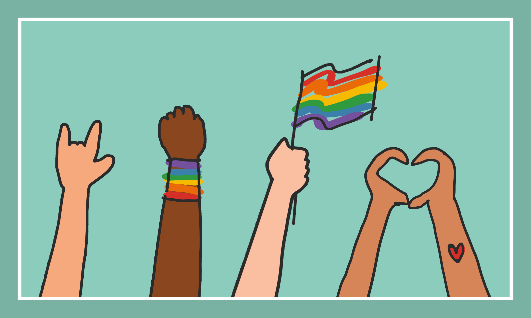 Diverse handen omhoog vinyl tapijt evenement - TenStickers