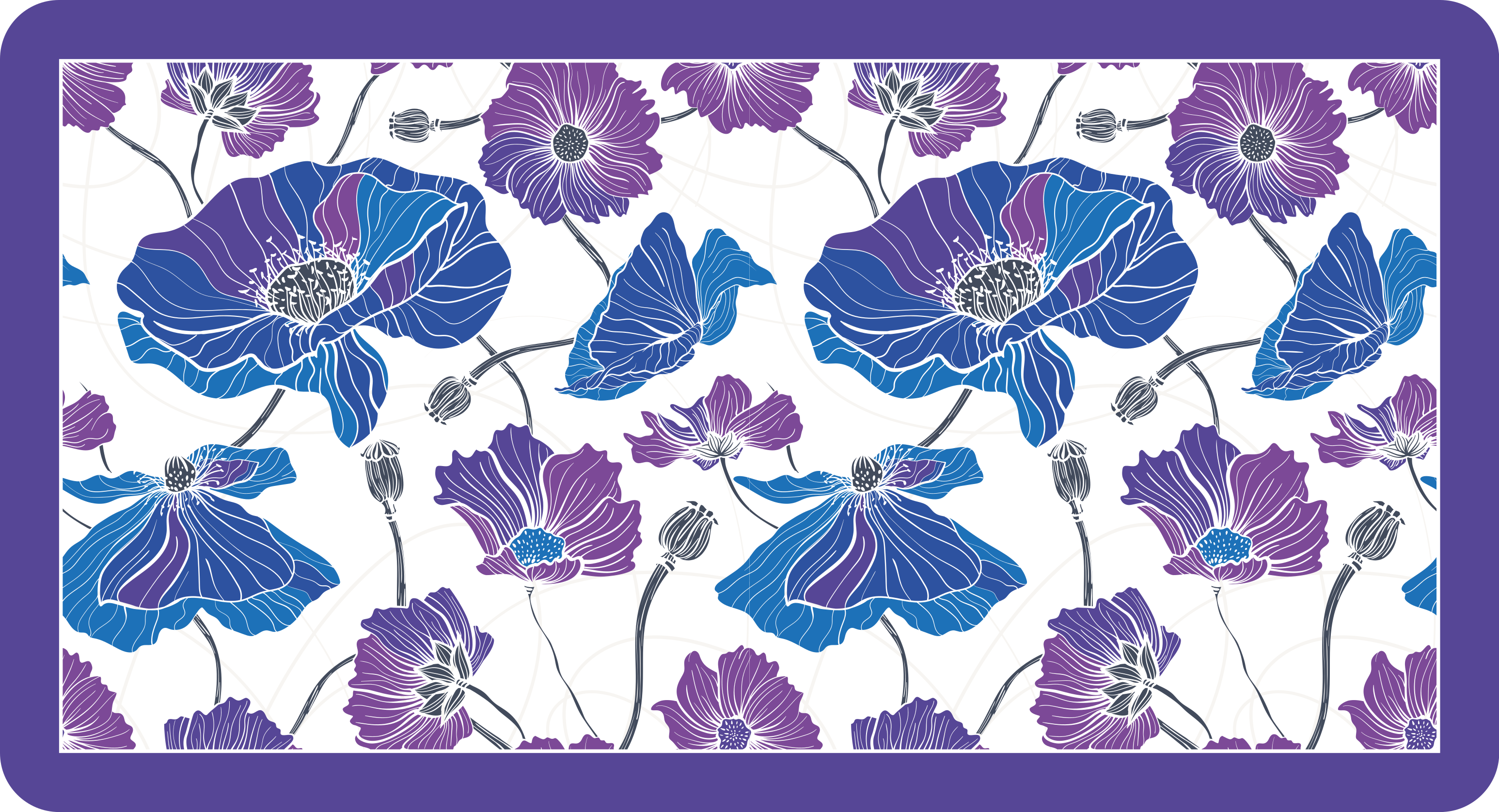 Blauwe botanische droom vinyl tapijt bloemen en planten - TenStickers