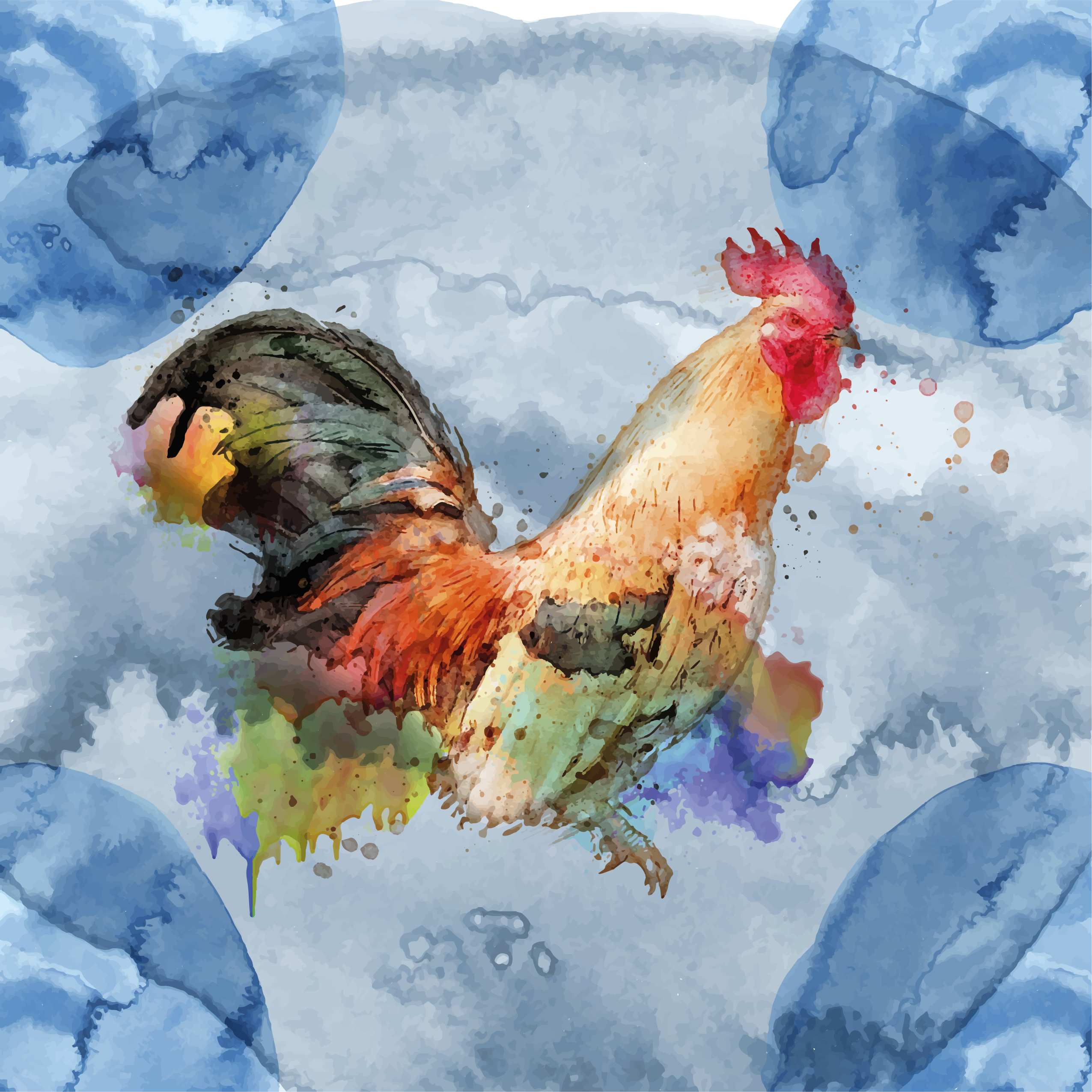 Aquarella haan dieren vinyl tapijt - TenStickers