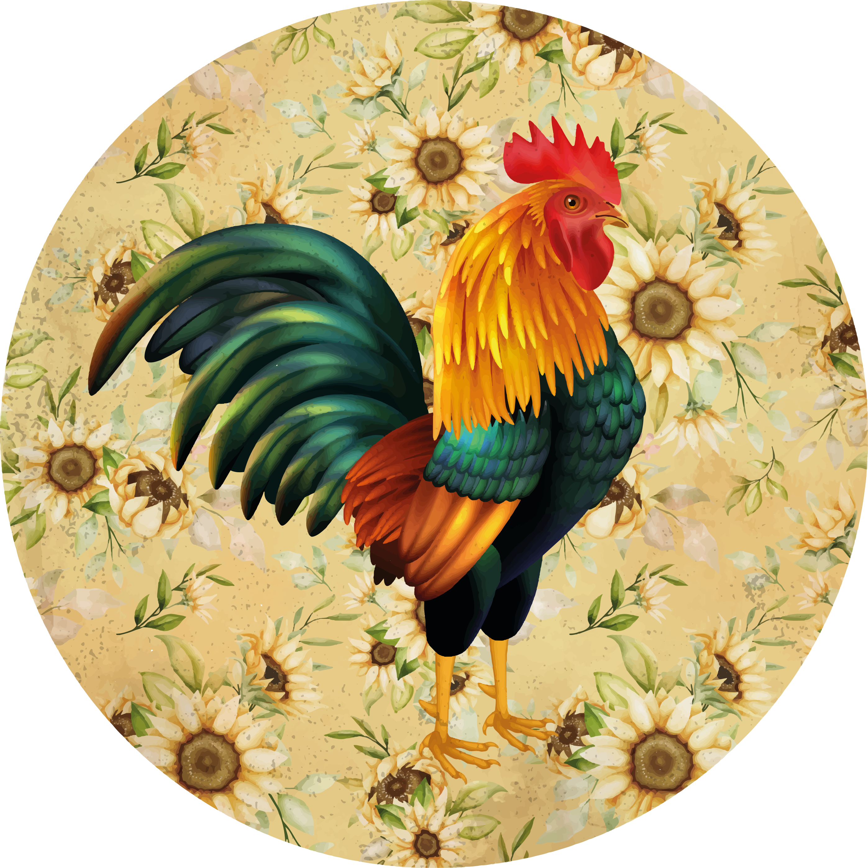 Vinyl tapijt bloemen en planten vibrant rooster showcase - TenStickers