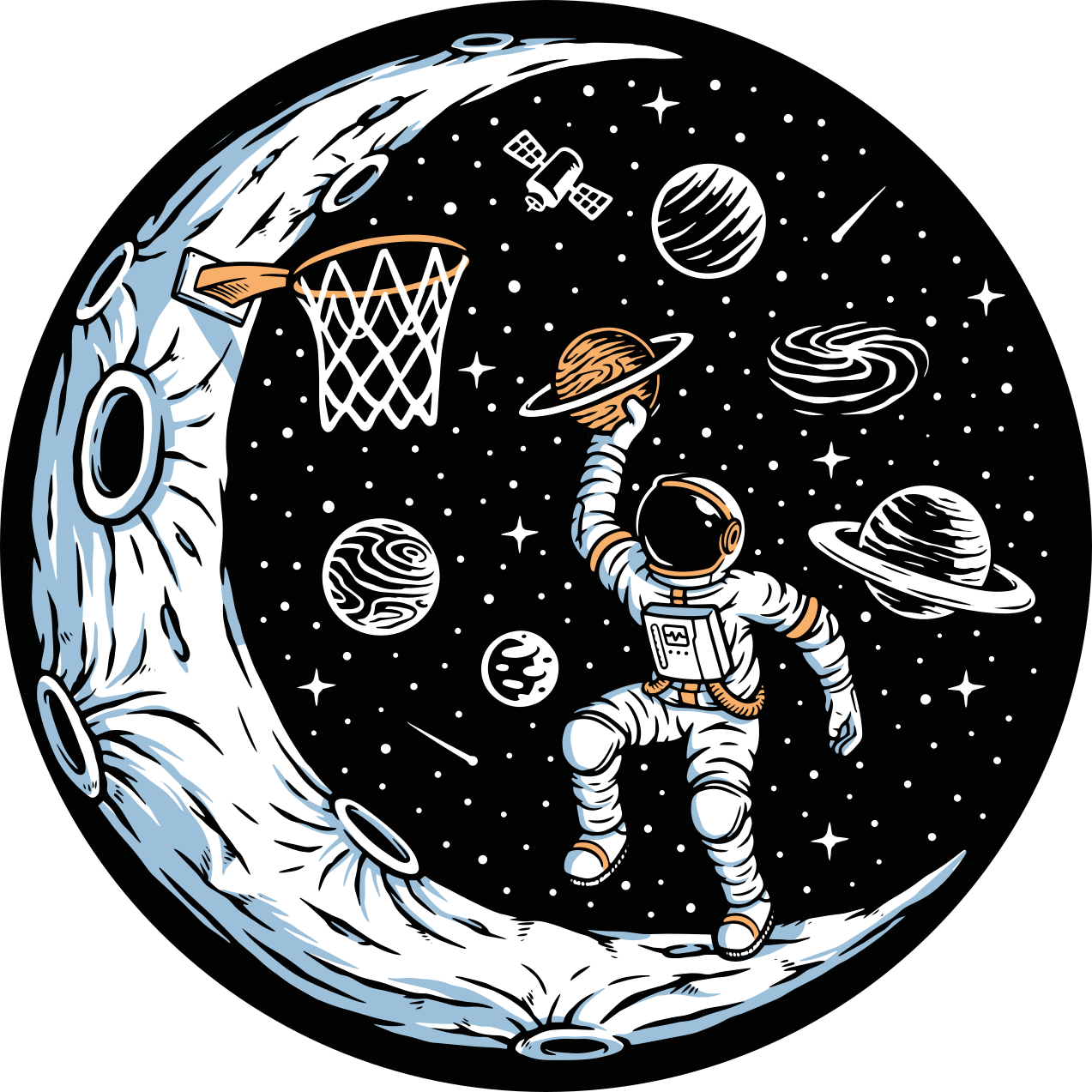 Astronaut die onderdompelt vinyl tapijt sterren - TenStickers