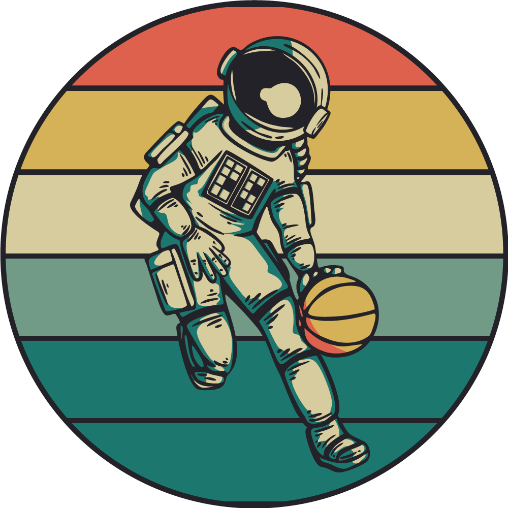 Astronaut basketbal spelen vinyl tapijt spel - TenStickers