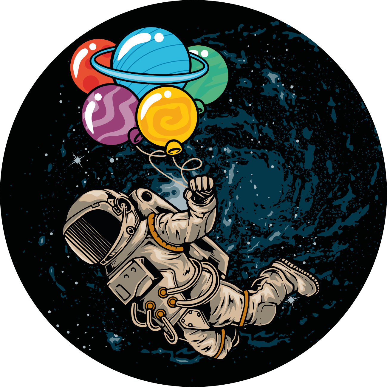 Astronaut met ballonnen vinyl tapijt meer kinderen - TenStickers