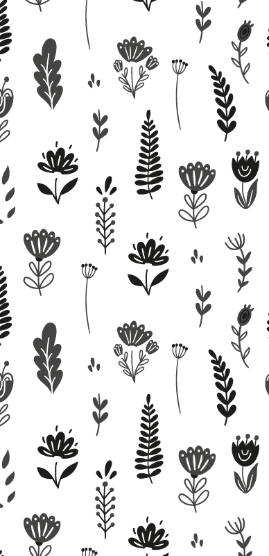 Vinyl tapijt bloemen en planten silhouetpatroon - TenStickers