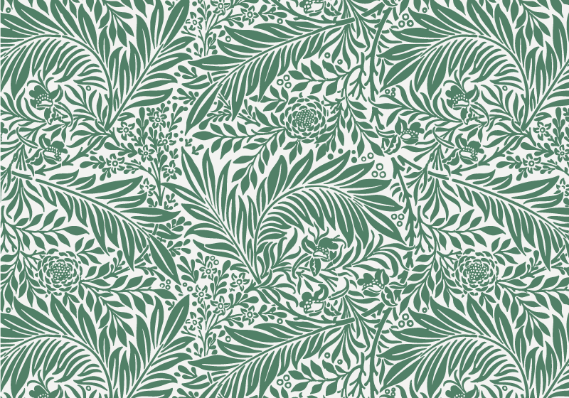 Vinyl tapijt bloemen en planten groene bladeren patroon - TenStickers