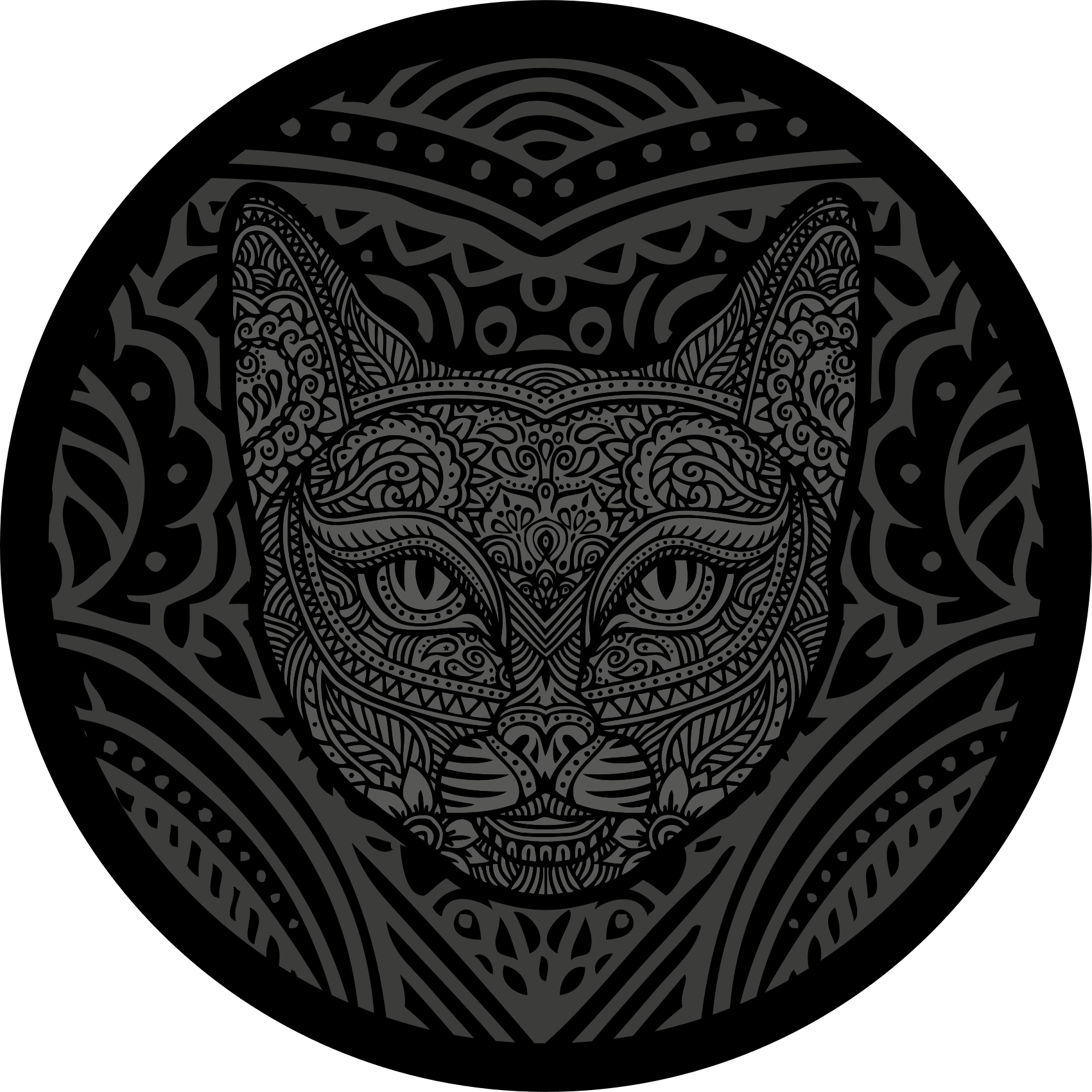 Zwarte kattengezicht dieren vinyl tapijt - TenStickers