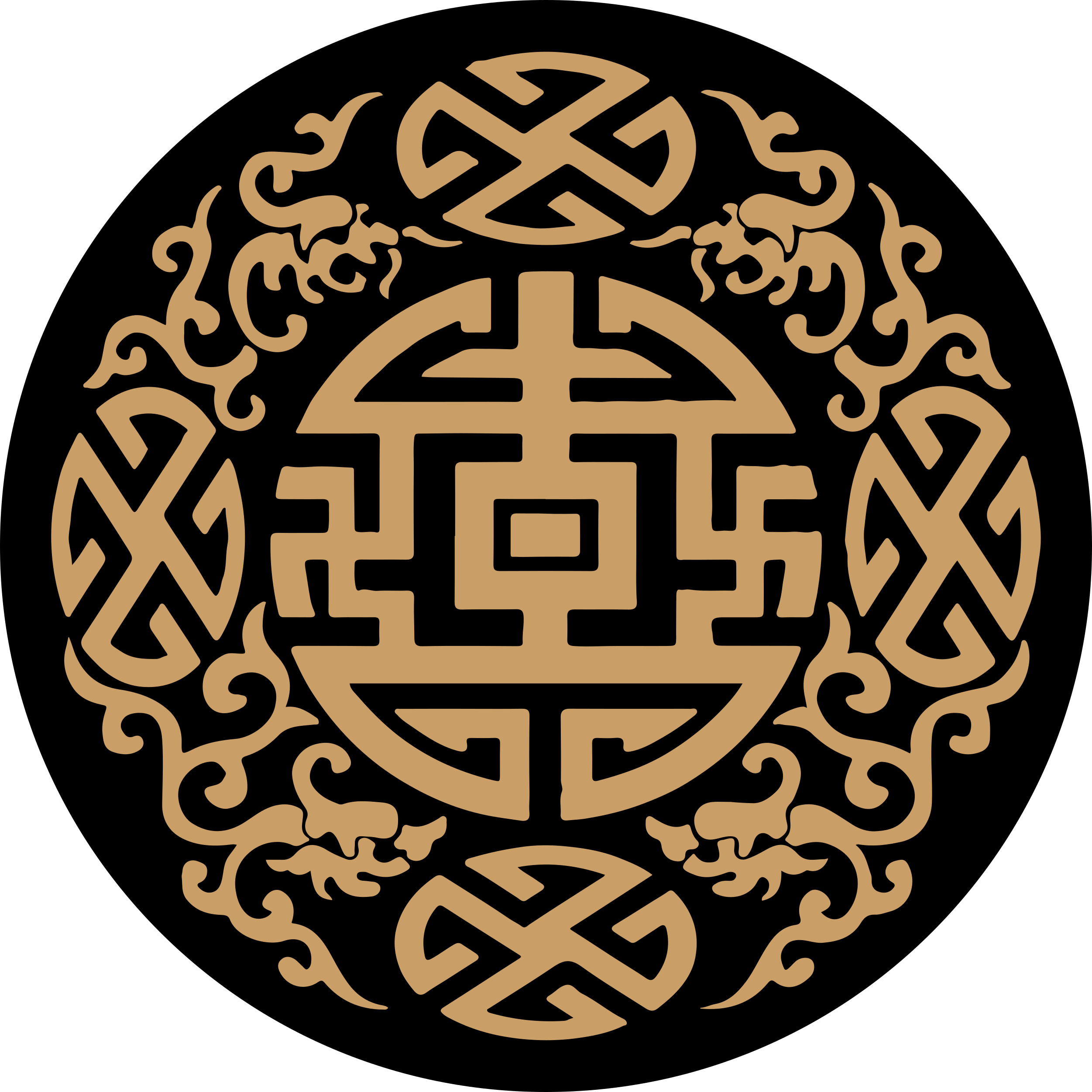 Cultureel symboolmotief vinyl tapijt rond - TenStickers