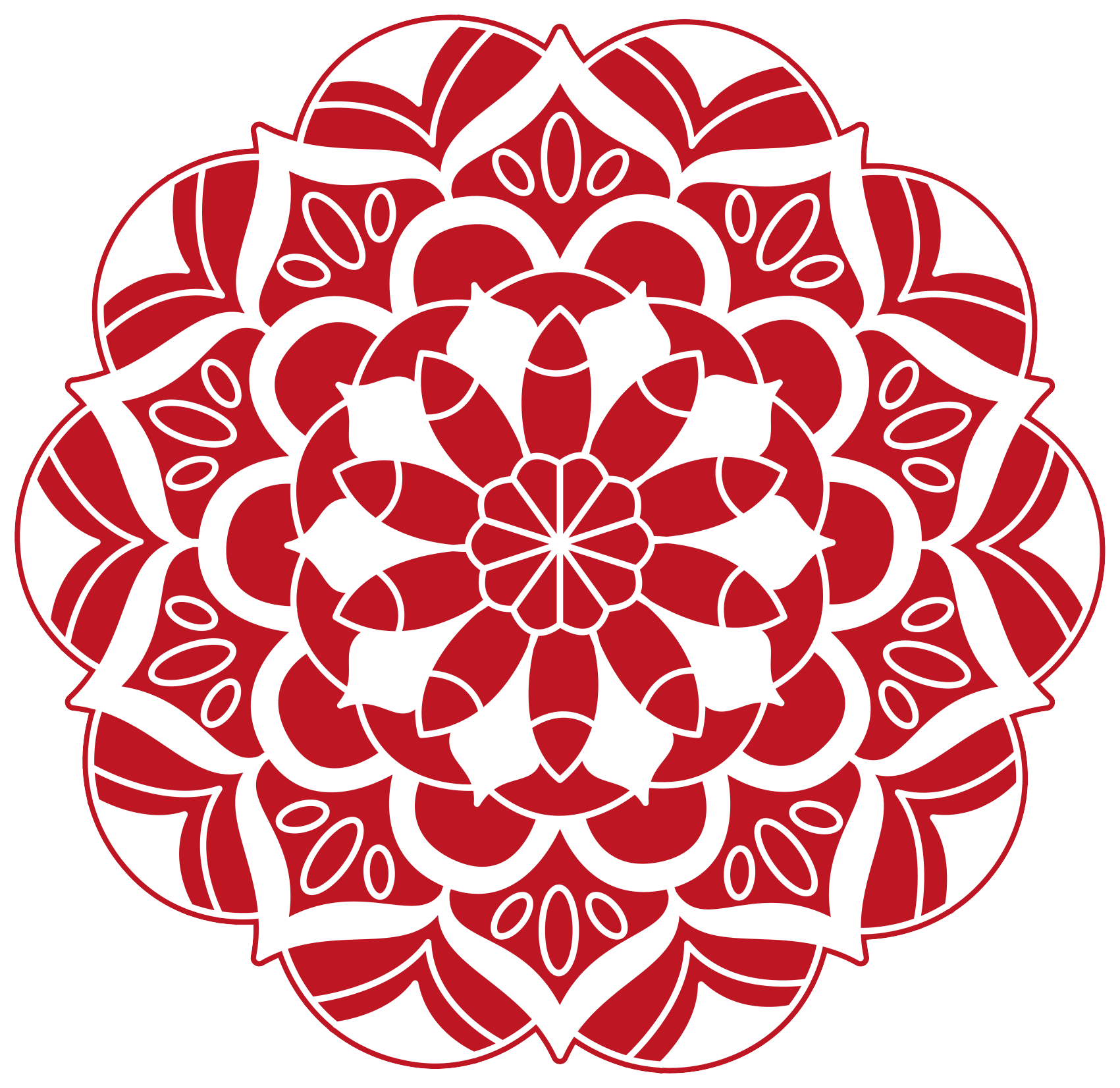Rood bloemenpatroon vinyl tapijt mandala - TenStickers
