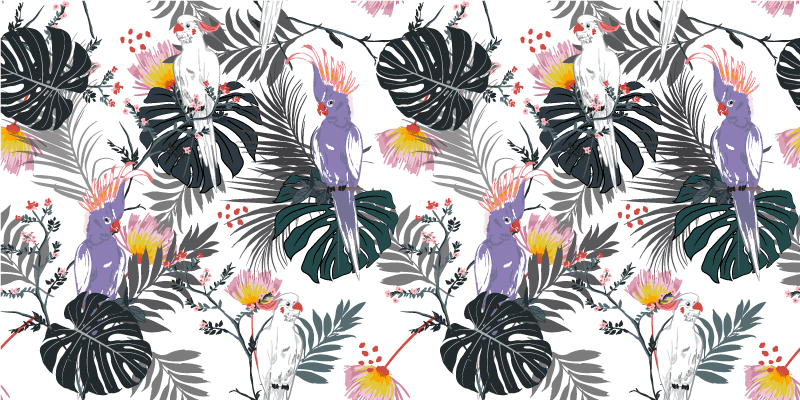 Tropisch blad arrangement vinyl tapijt woonkamer - TenStickers