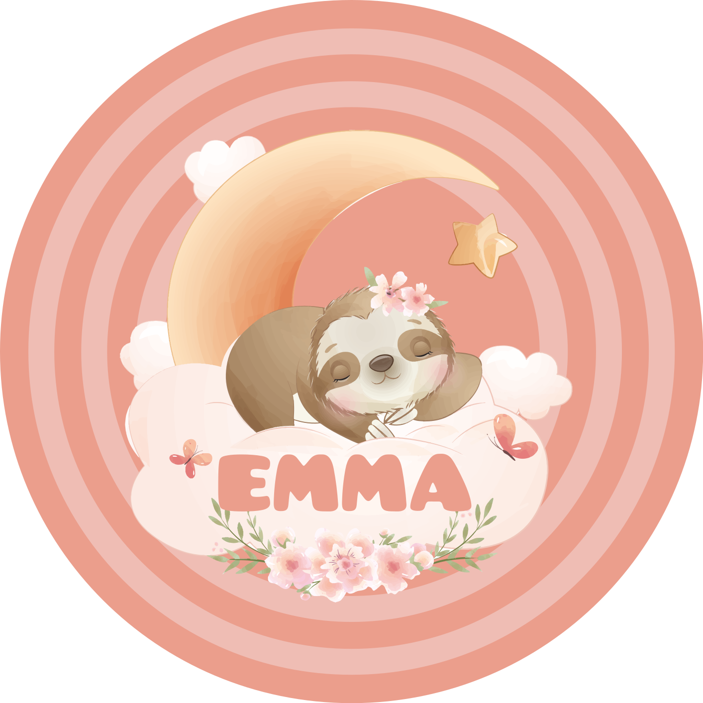 Schattig luiaardontwerp vinyl tapijt met naam - TenStickers