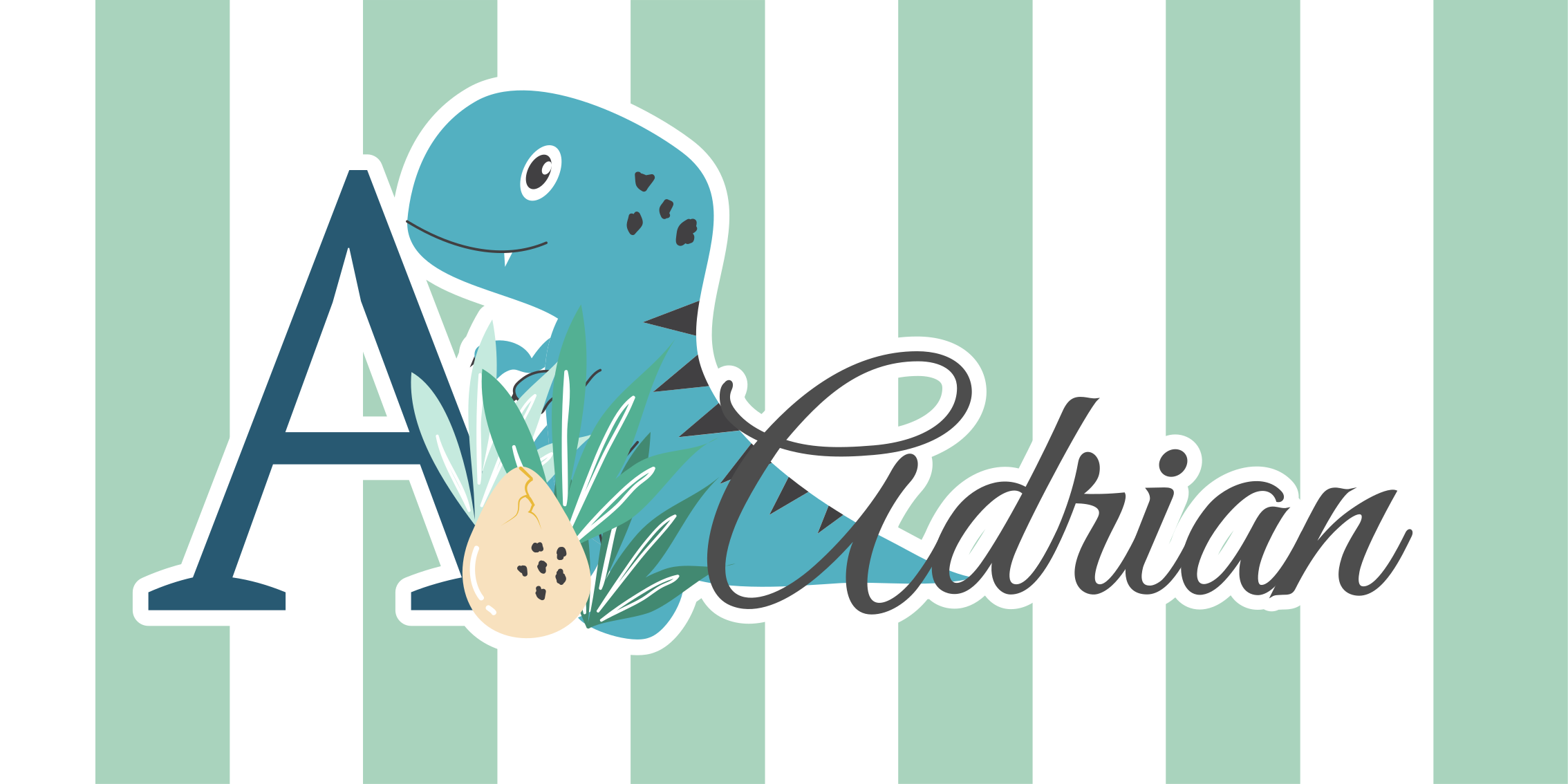 Vinyl tapijt baby baby rex met initiaal en naam - TenStickers