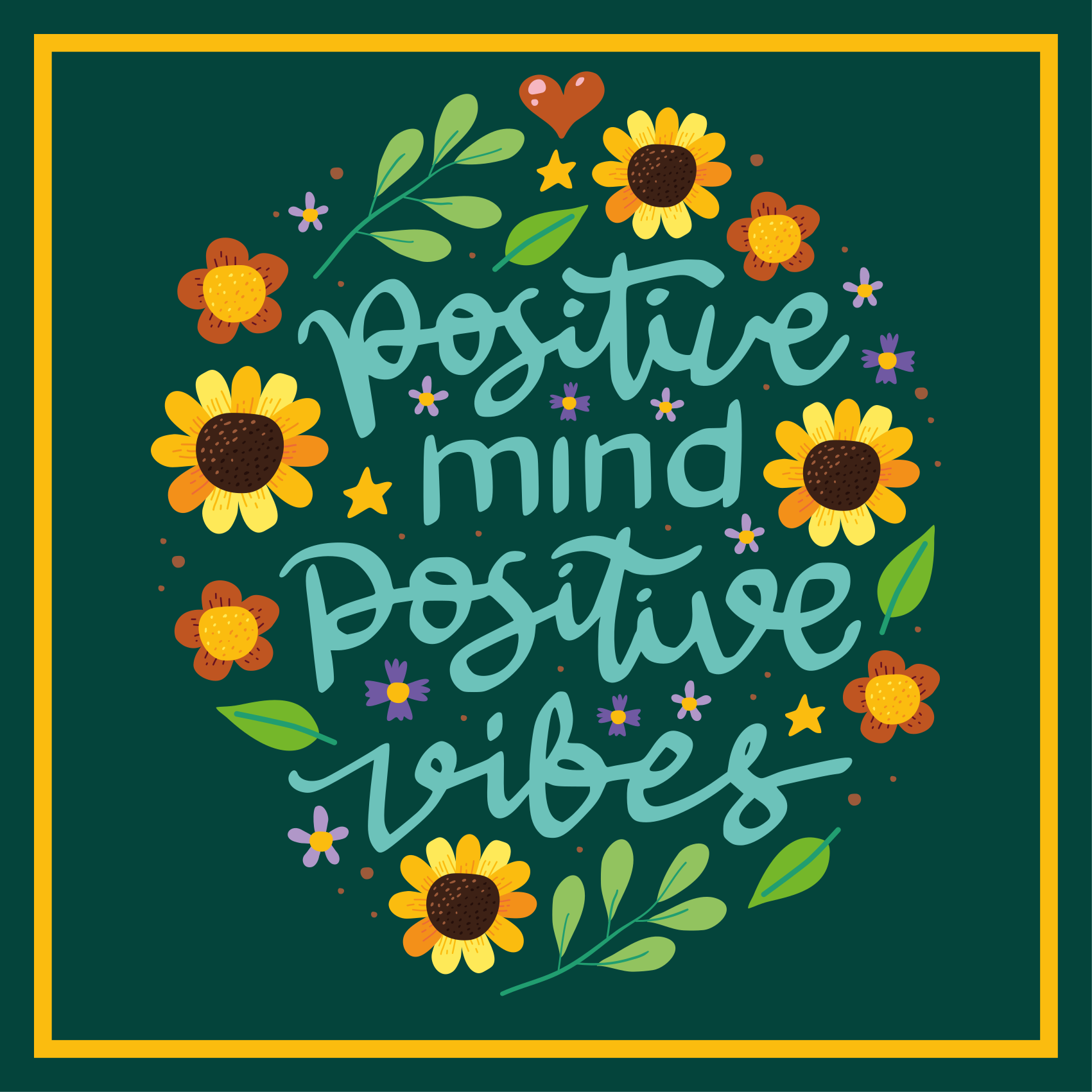 Positieve mentale vibes vinyl tapijt zinnen en teksten - TenStickers