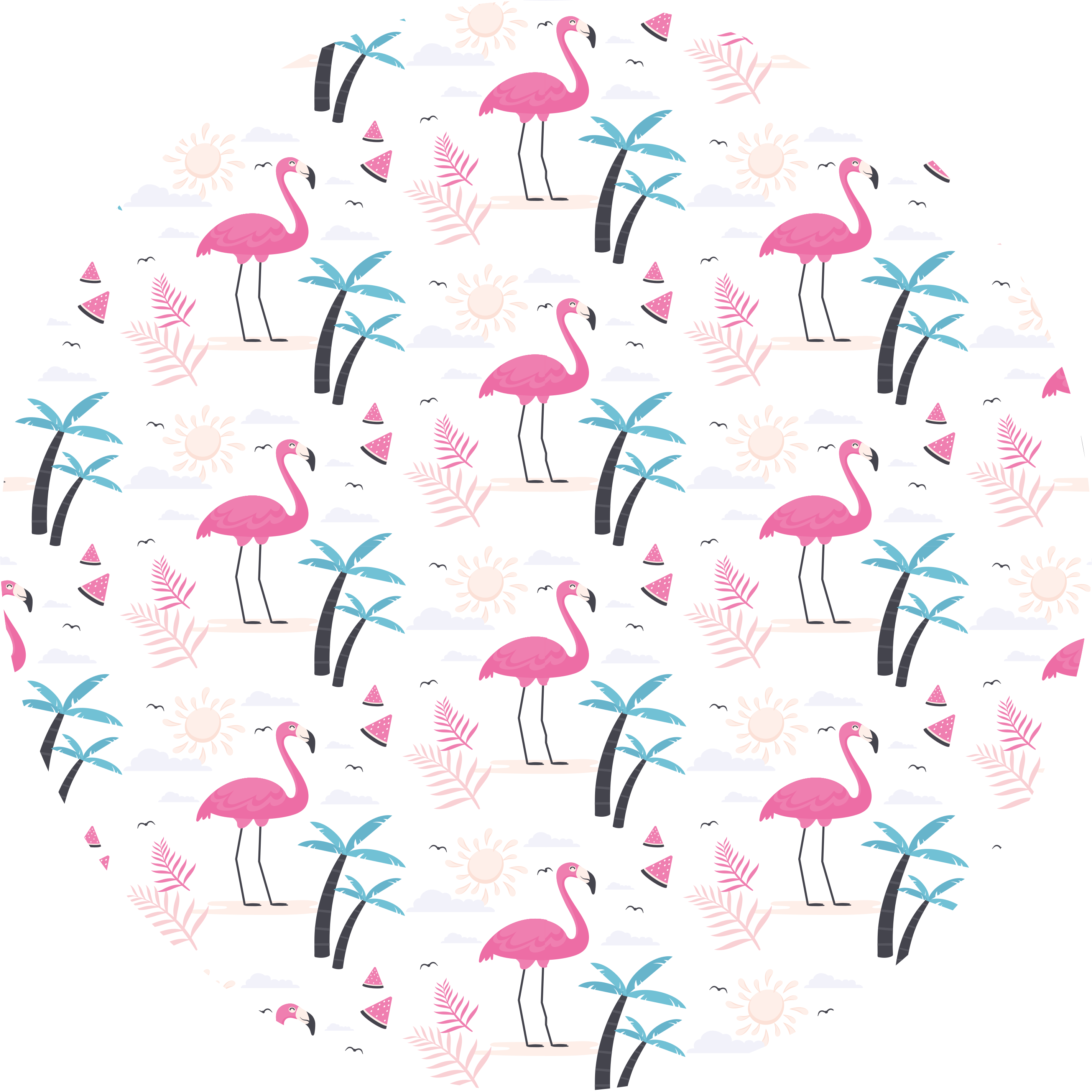Flamingo tropische scène vinyl tapijt tiener - TenStickers
