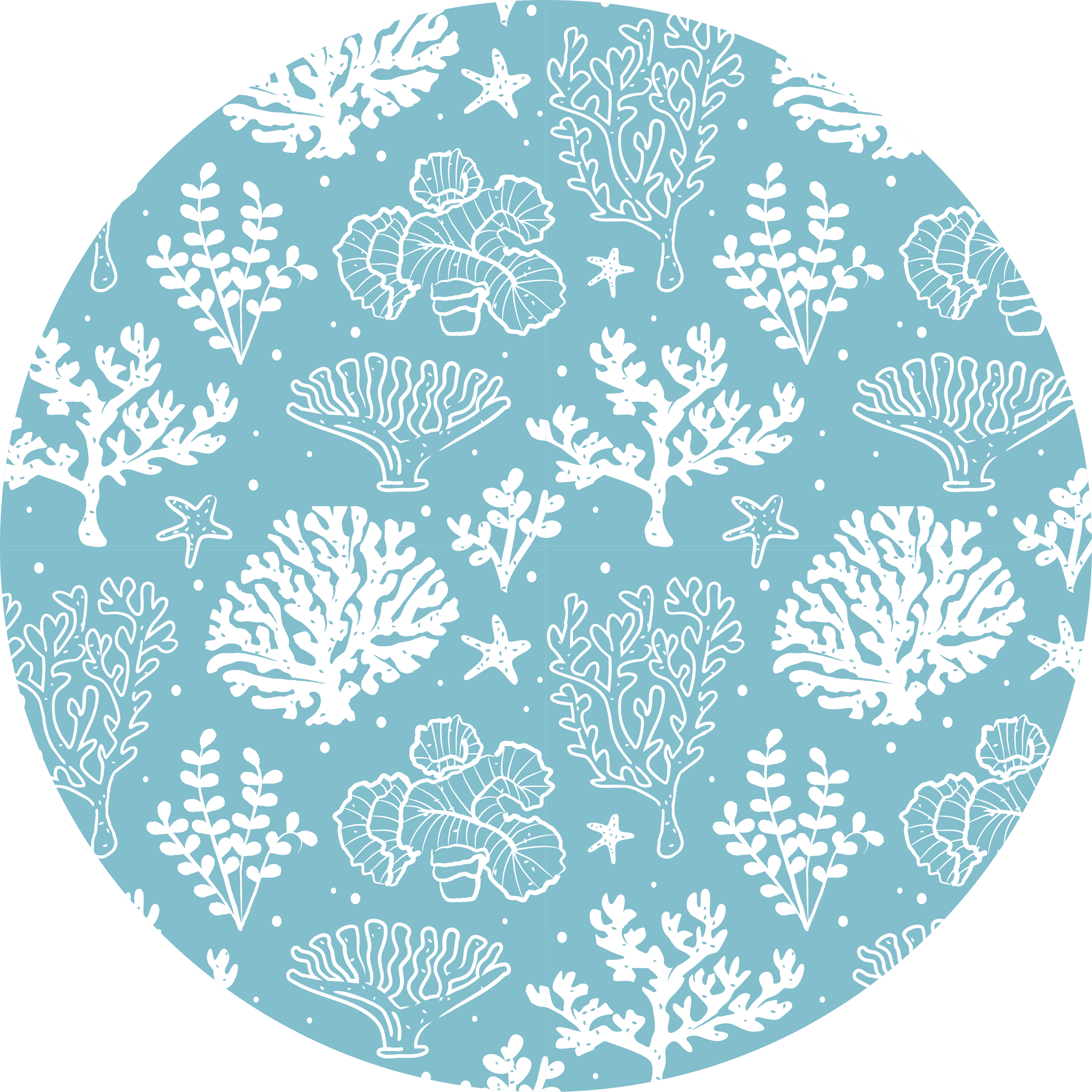 Koraalrifmotief vinyl tapijt bloemen en planten - TenStickers