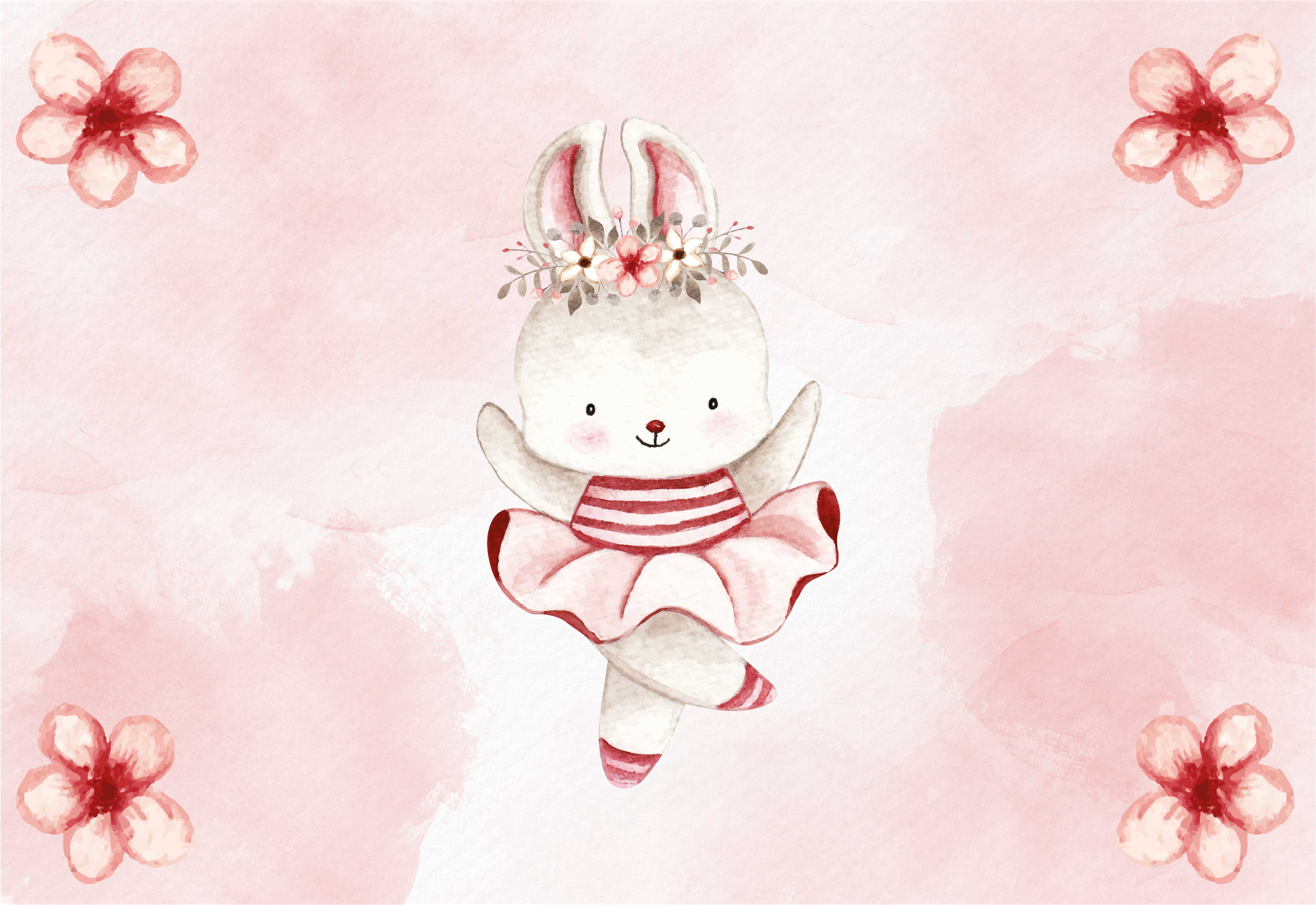Ballet konijn illustratie vinyl tapijt kind - TenStickers