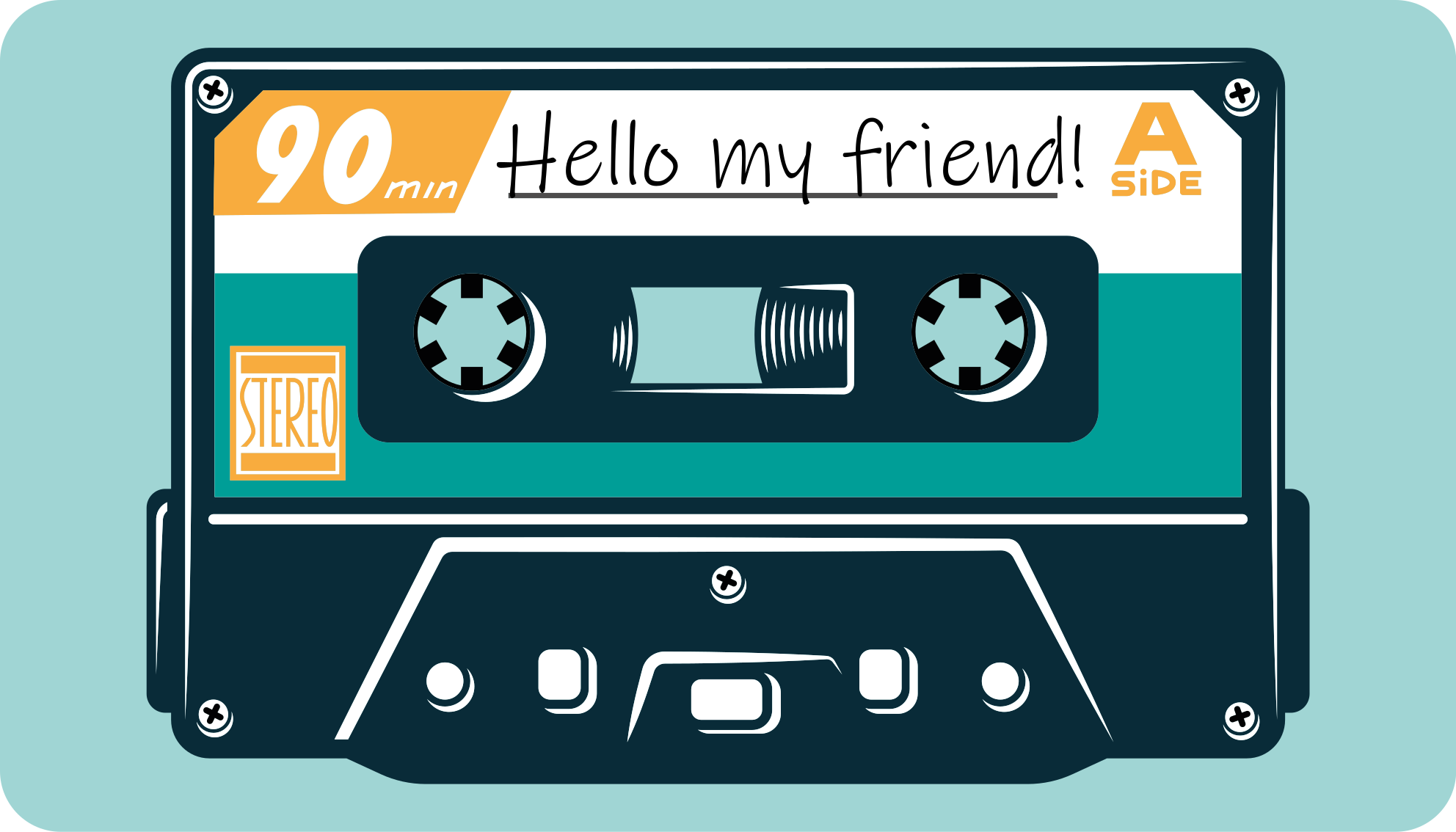 Cassettebandje groet vinyl tapijt met naam - TenStickers