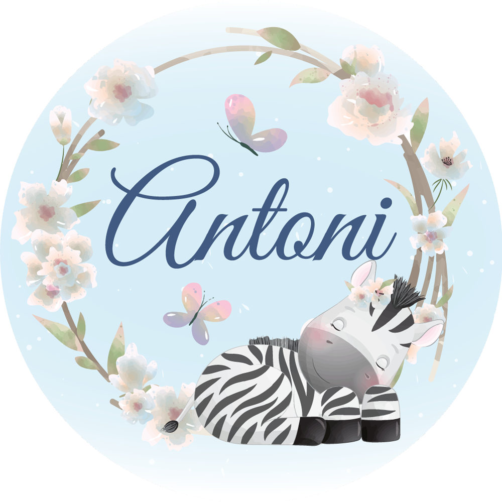 Vinyl tapijt baby zebra met naam - TenStickers