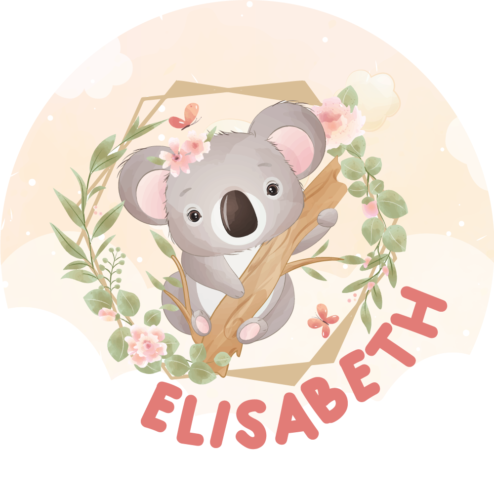 Vinyl tapijt met naam schattige koala kunst - TenStickers