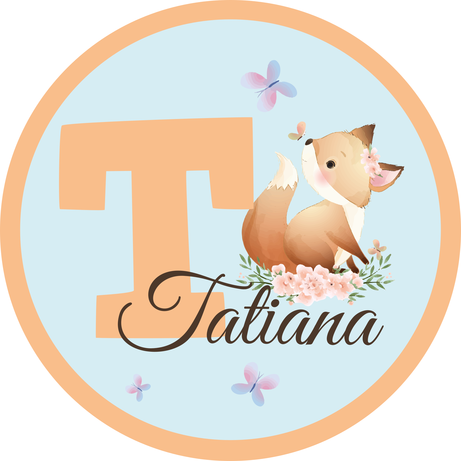 Schattige vosillustratie vinyl tapijt met naam - TenStickers
