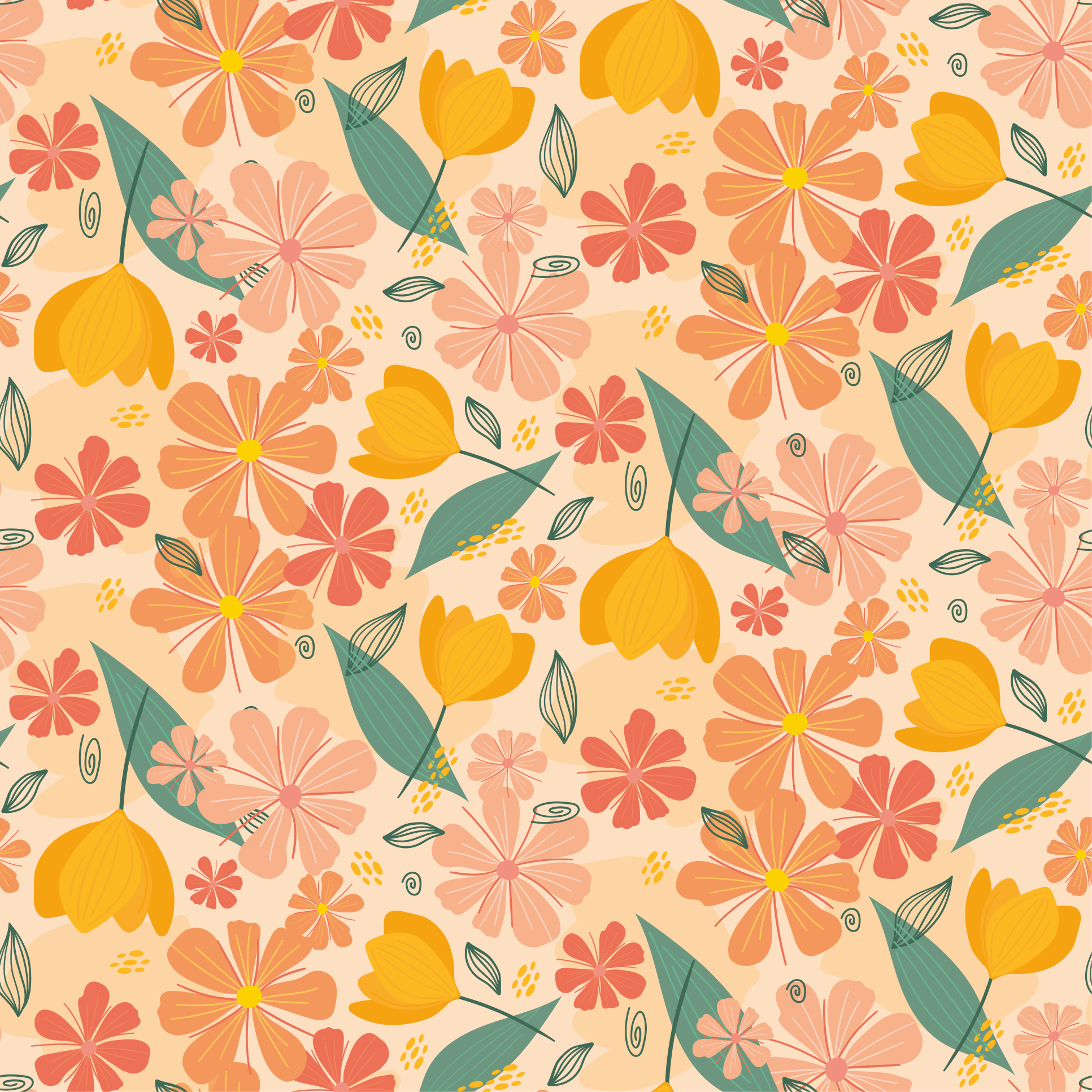 Vinyl tapijt bloemen en planten lente bloemen - TenStickers