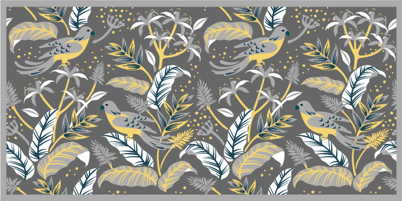 Tropische groene print vinyl tapijt bloemen en planten - TenStickers
