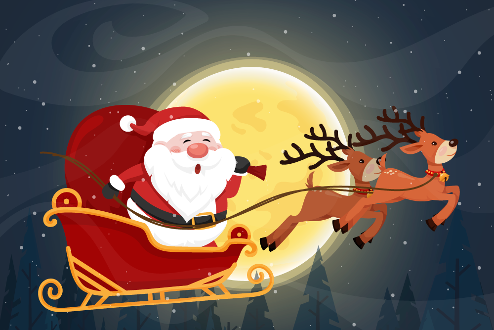 Sleetocht met de kerstman vinyl tapijt kerstmis - TenStickers