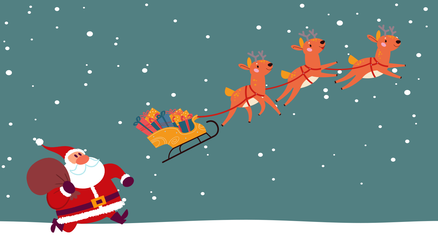 De sleetocht van de kerstman vinyl tapijt kerstmis - TenStickers