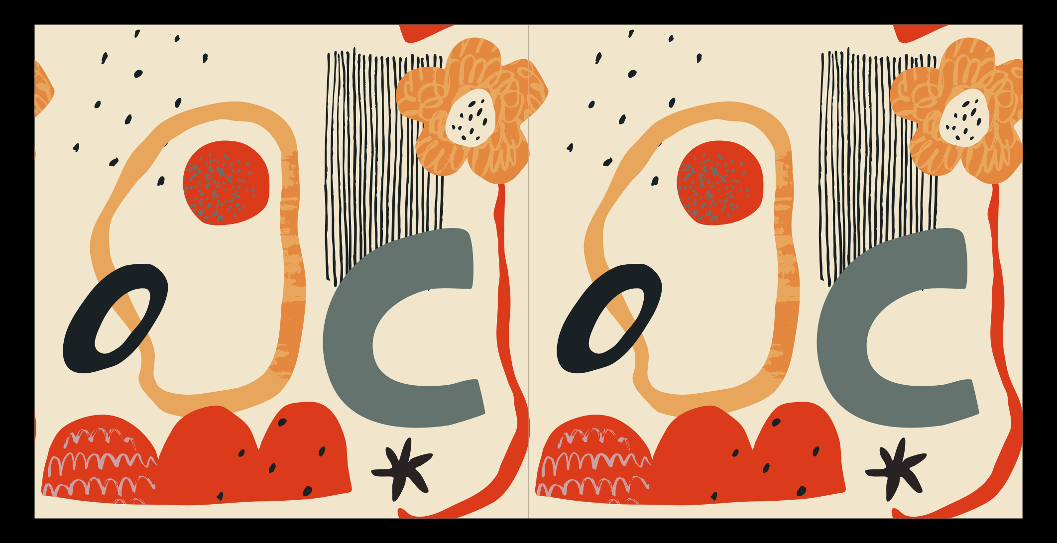 Gedurfde bloemenelementen vinyl tapijt modern - TenStickers