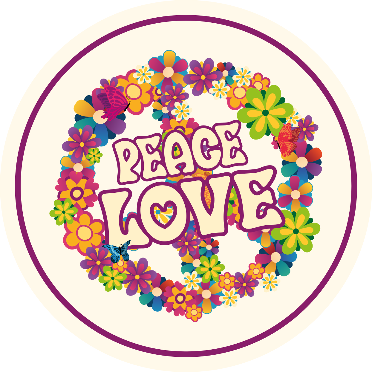 Vreedzame boodschap vinyl tapijt bloemen en planten - TenStickers