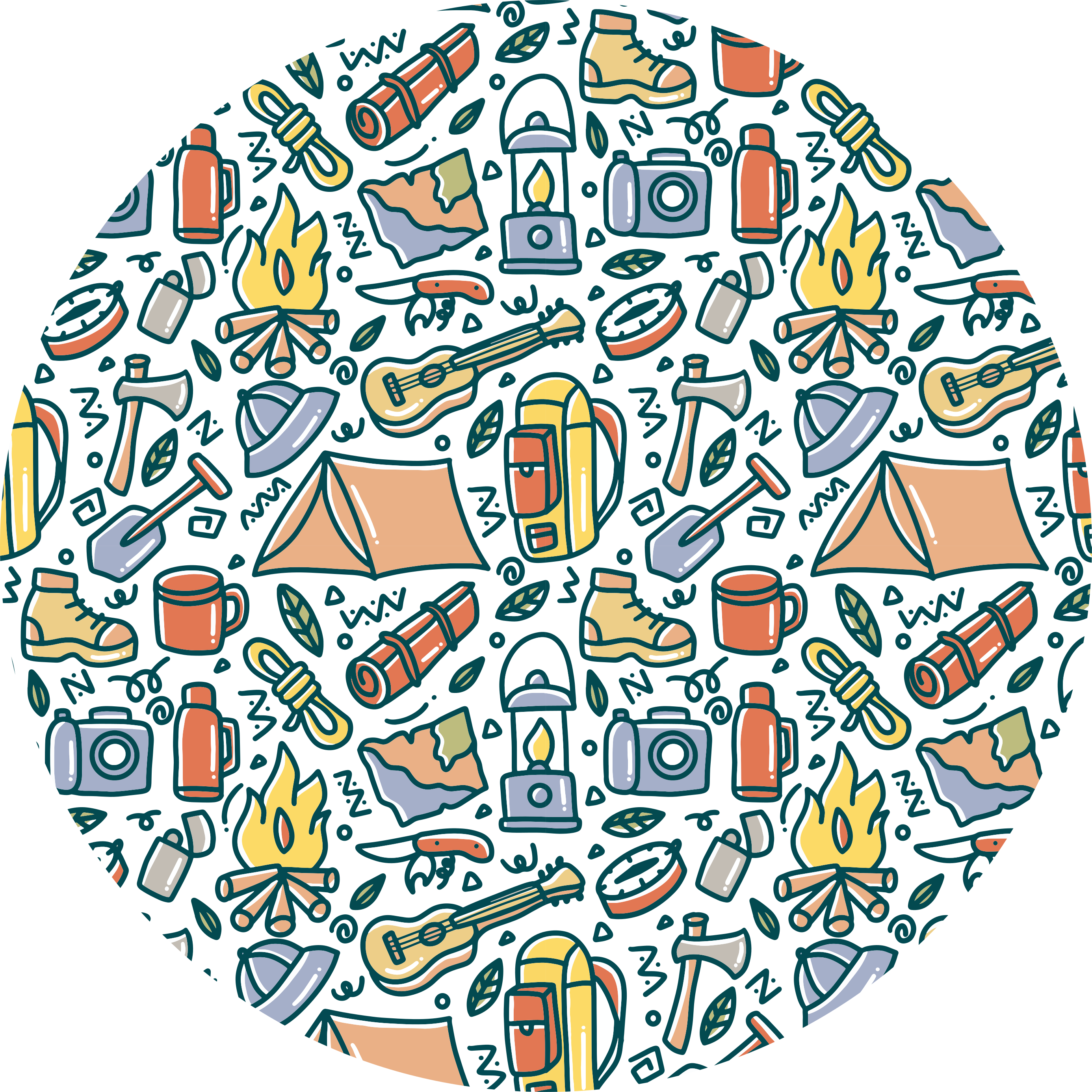Kampeeravontuurconcept vinyl tapijt tiener - TenStickers
