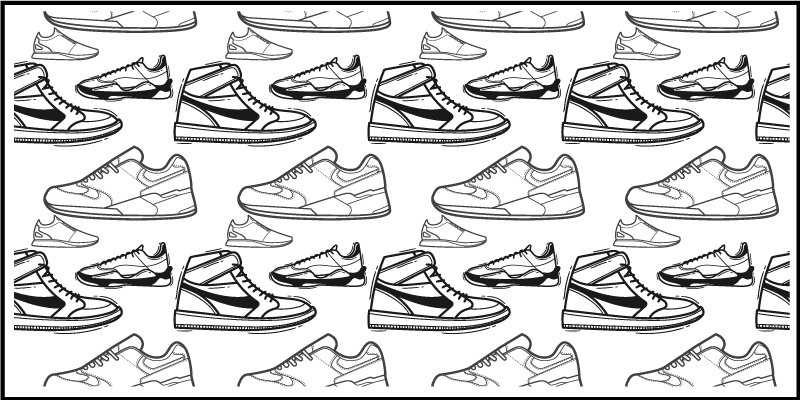 Sneaker omtrekpatroon vinyl tapijt tiener - TenStickers