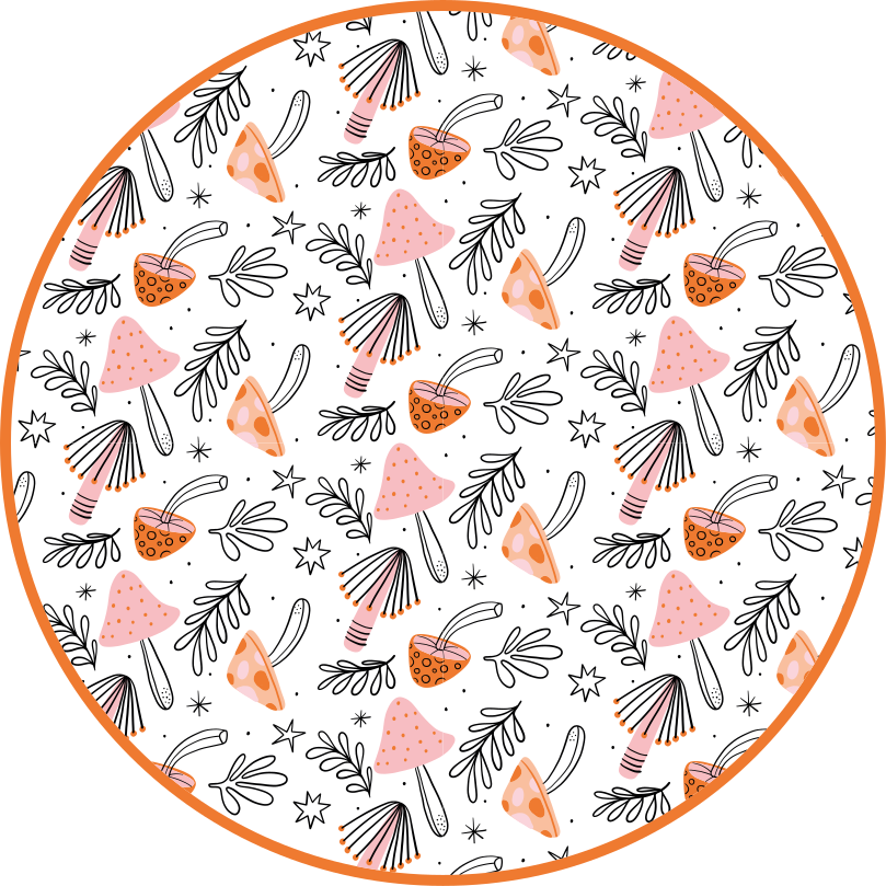 Noords paddenstoelenmotief vinyl tapijt bloemen en planten - TenStickers