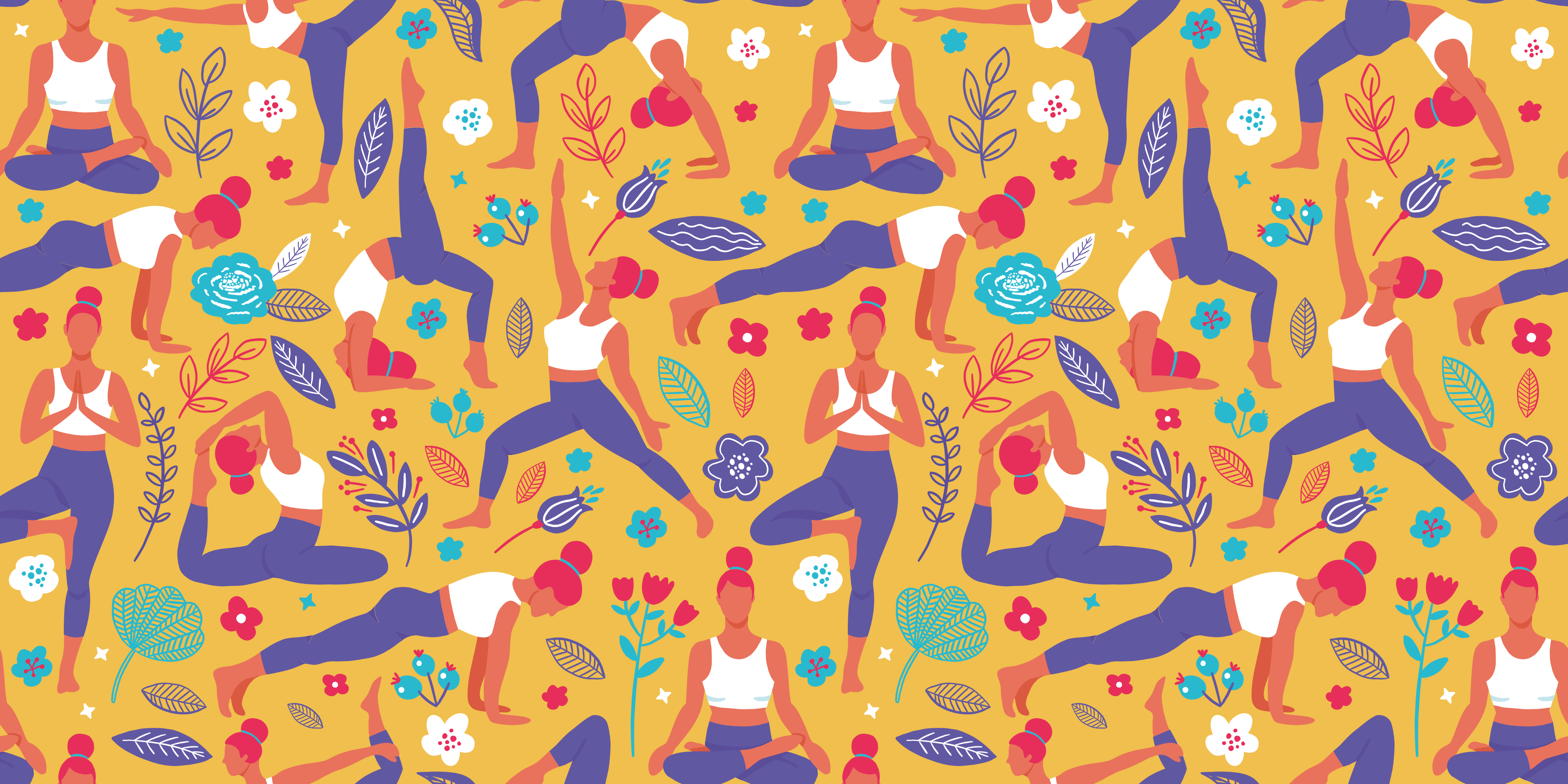 Levendige yogamotieven vinyl tapijt tiener - TenStickers