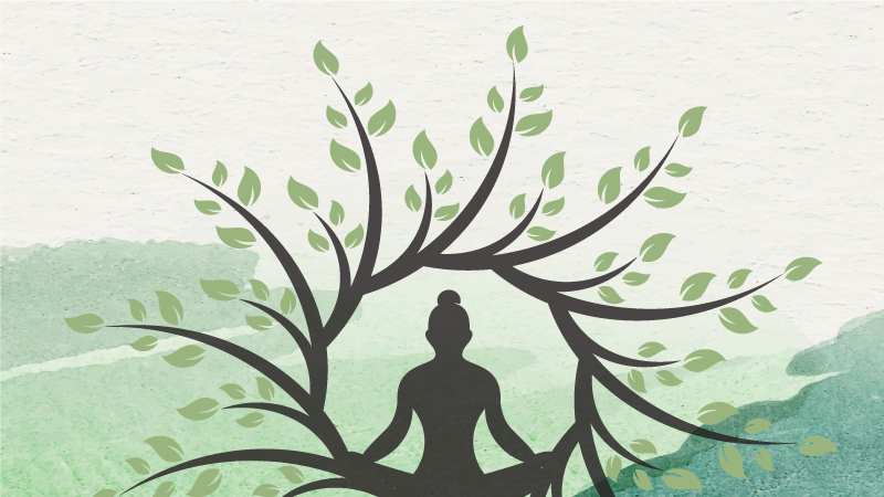 Meditatieboom ontwerp vinyl tapijt natuur - TenStickers