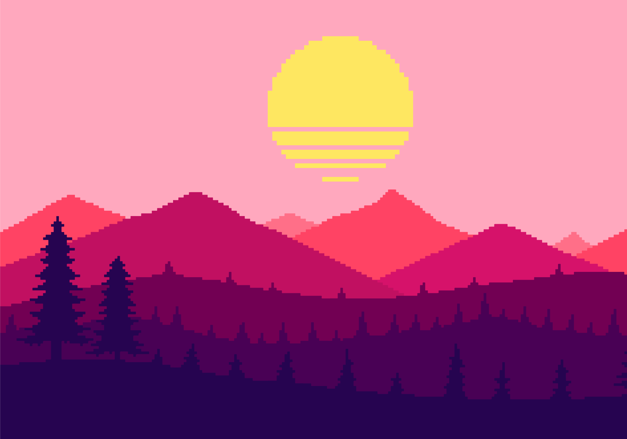 Zonsondergang uitzicht op de bergen vinyl tapijt natuur - TenStickers