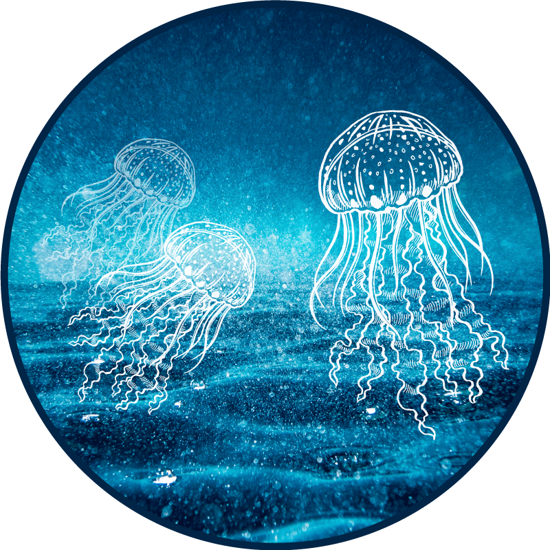 Jellyfish Ocean Scene Vinyl vloerbedekking dieren - TenStickers