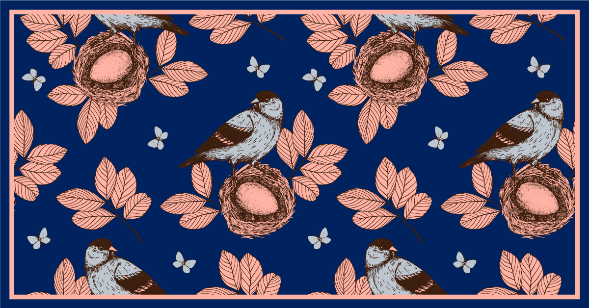 Vogelnest botanisch motief dieren vinyl tapijt - TenStickers