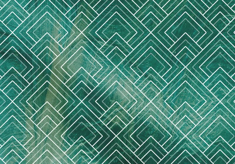 Geometrische groene chevron vinyl tapijt tegels - TenStickers