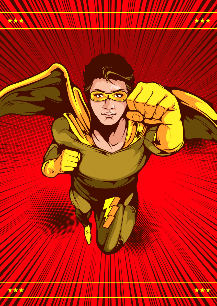 Superheld actie pose vinyl tapijt meer kinderen - TenStickers