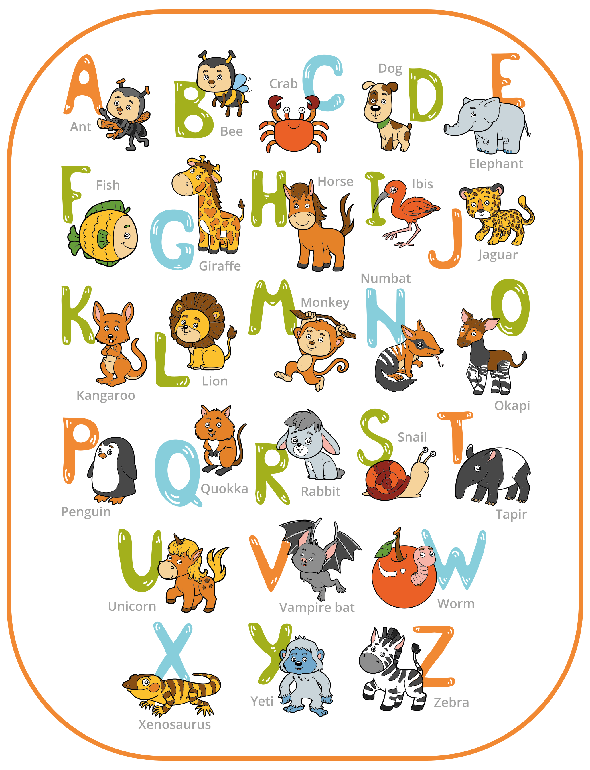 Alfabet dieren educatief vinyl tapijt  - TenStickers