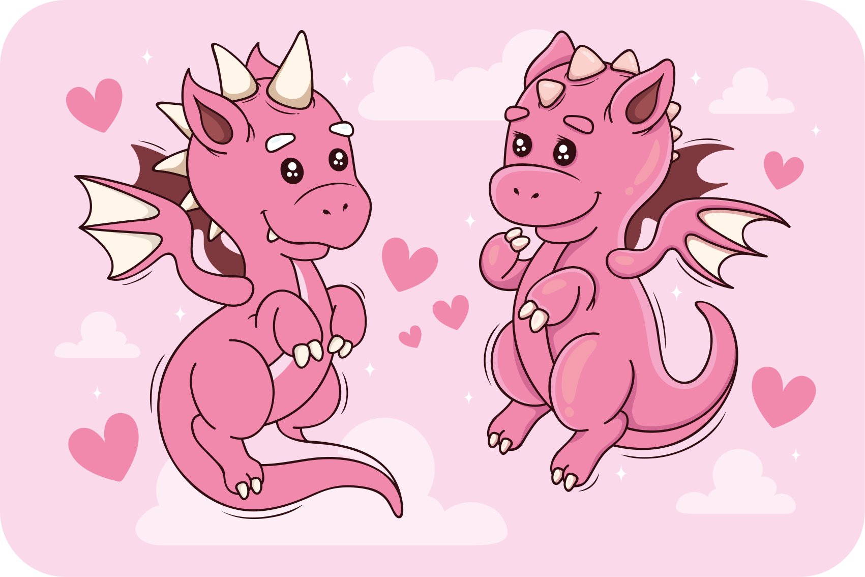 Speels drakenduo vinyl tapijt kind - TenStickers