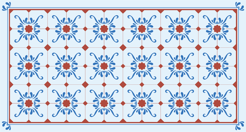 Blauwe kleur granada stijl vinyl tapijt tegels - TenStickers