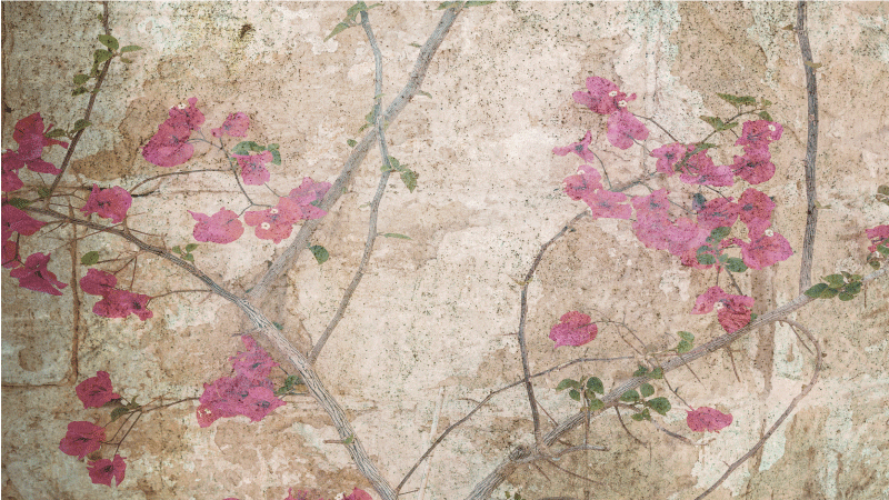 Bloesemtak-overlay vinyl tapijt bloemen en planten - TenStickers