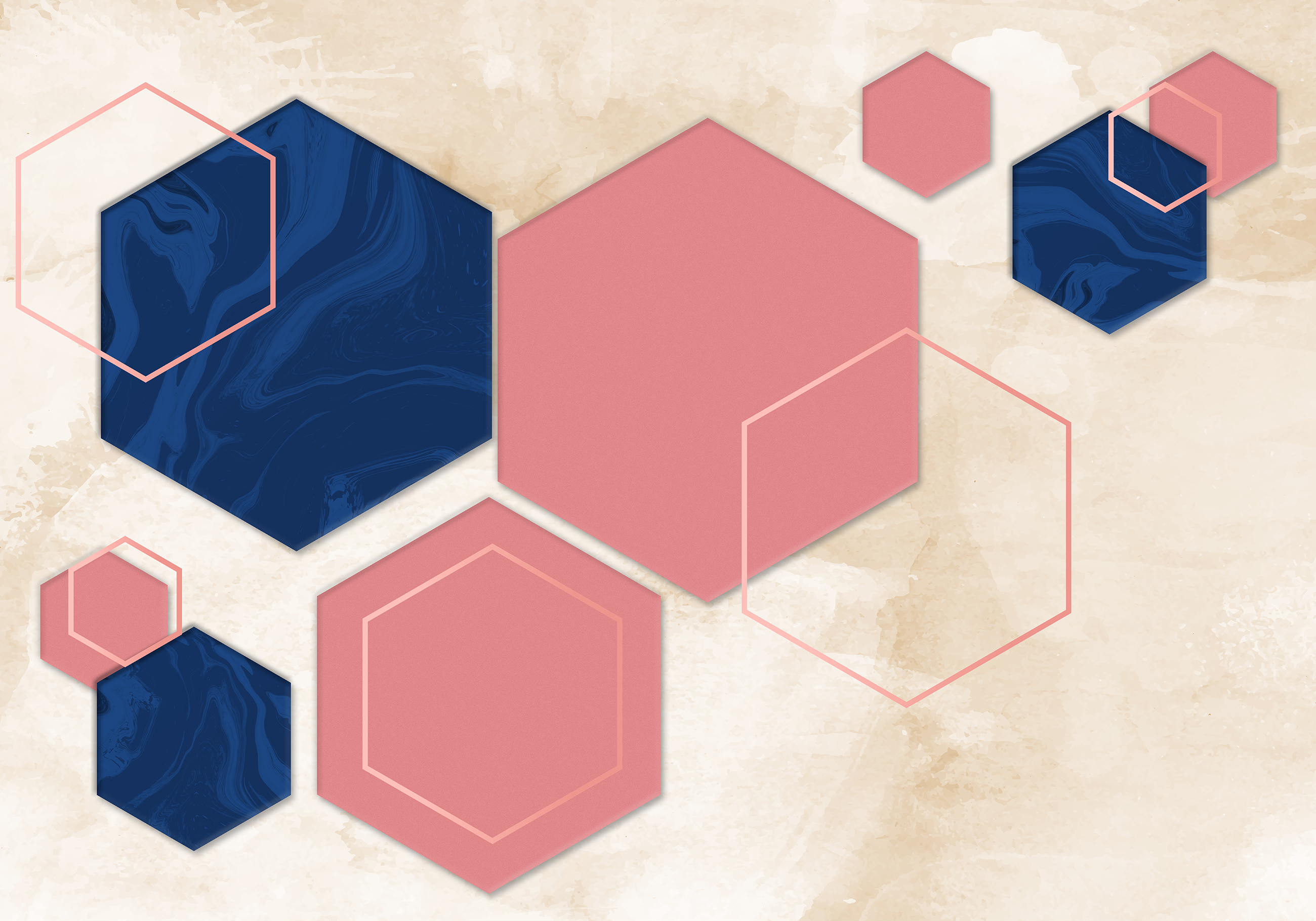 Abstracte zeshoeken vinyl tapijt geometrisch - TenStickers