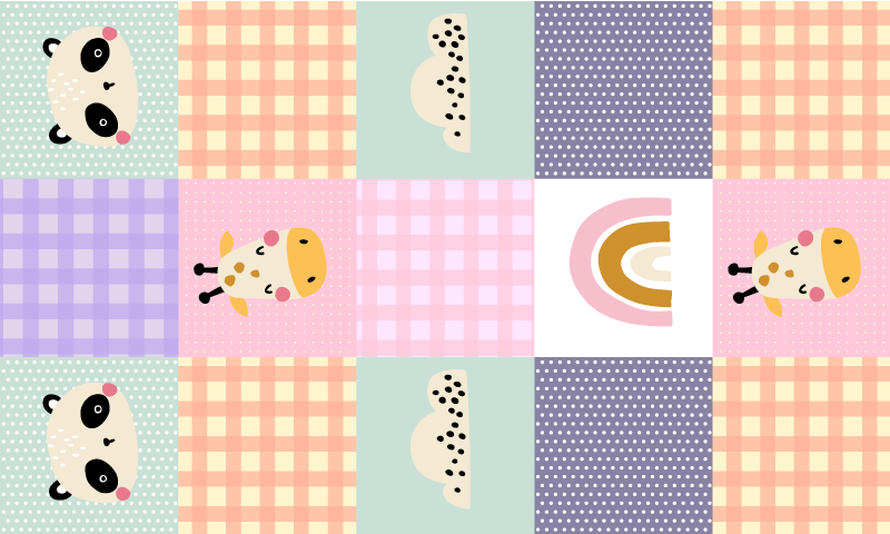 Speels patchwork vinyl tapijt meer kinderen - TenStickers