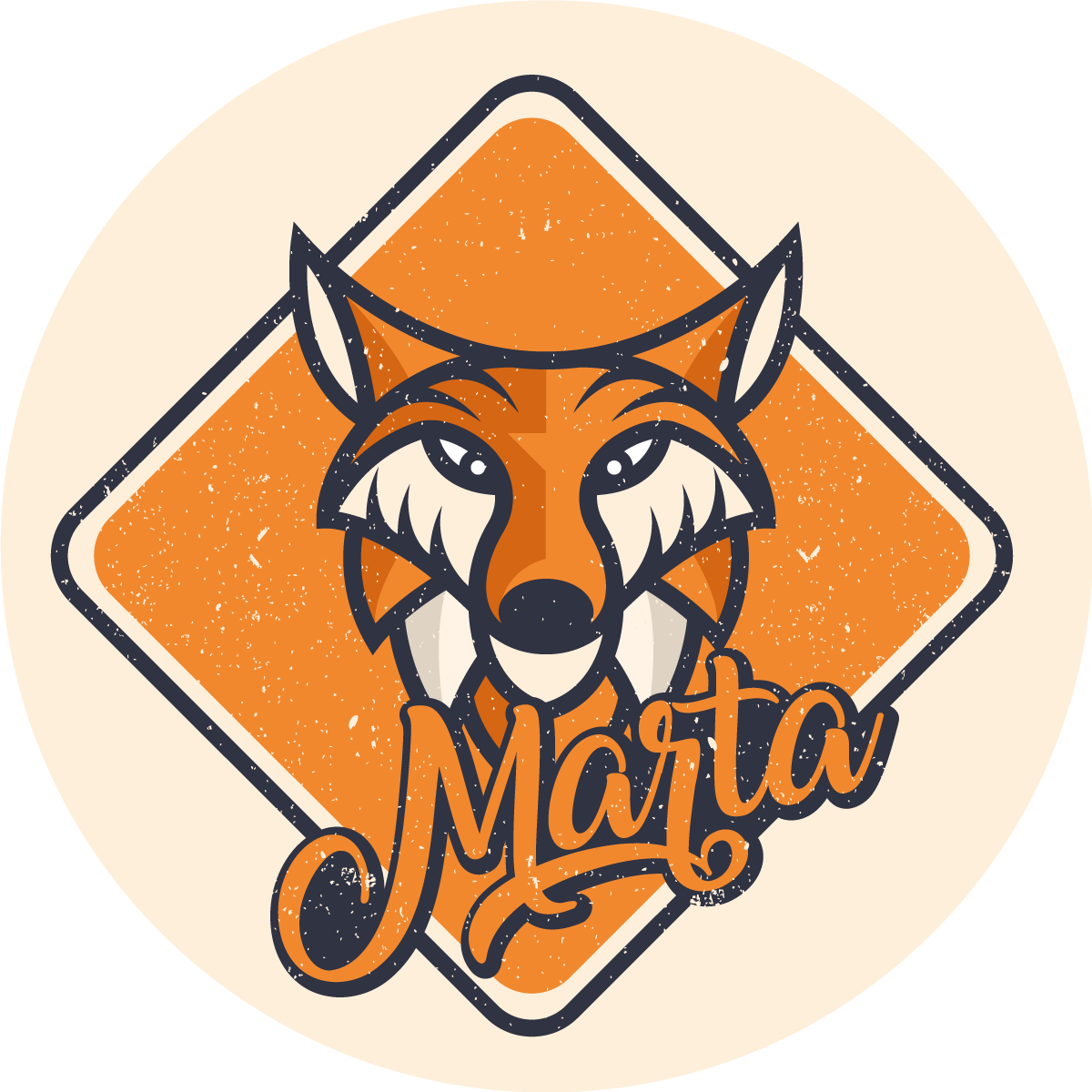 Aanpasbare slimme vos vinyl tapijt met naam - TenStickers