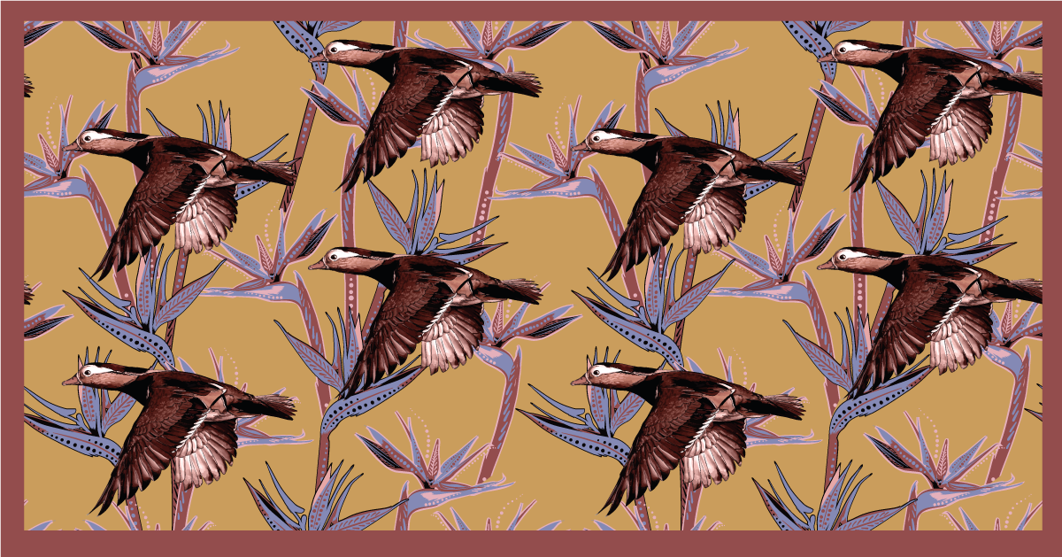 Vliegende eenden patroon dieren vinyl tapijt - TenStickers