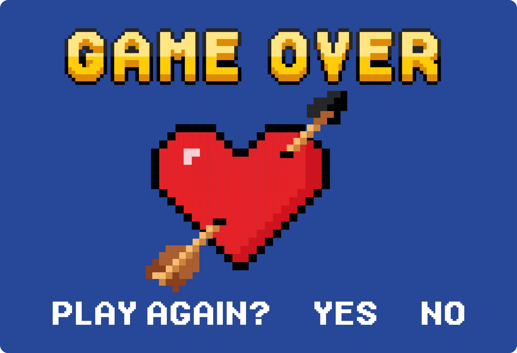 Pixeltjes Hart Game Over tekst vinyl tapijt - TenStickers