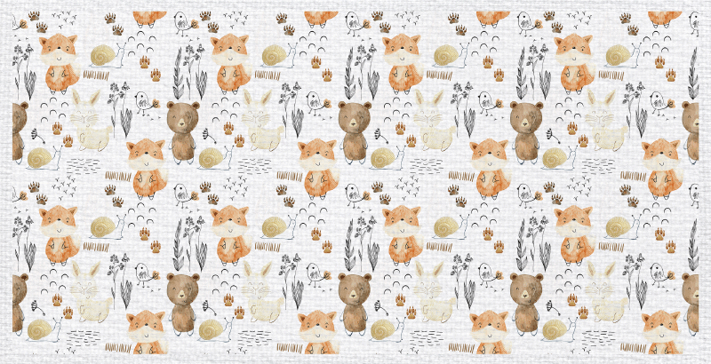 Blije dierenvrienden vinyl tapijt kind - TenStickers